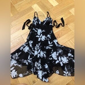 Floral Black and White Dress